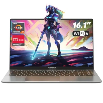Afbeelding van ACEMAGIC Gaming notebook AMD Ryzen 7 5700U (batterijen i7 1265U), toetsenbord met achtergrondverlichting PC, laptop, RAM 16 GB NVME SSD 512 GB, Radeon RX Vega 8 Graphics, 16,1 inch Full HD 1920 x