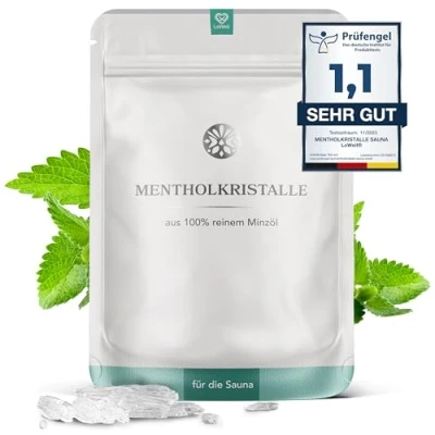 Afbeelding van LoWell® 100g Menthol Kristallen gemaakt van 100% zuivere munt Ideaal als sauna infusie voor in de Hersluitbare zakjes