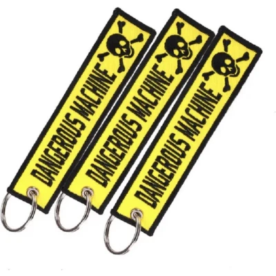 Afbeelding van Motorsleutelhanger Keychain DANGEROUS MACHINE Sleutelhanger Geel