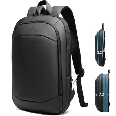 Afbeelding van HEROIC KNIGHT Laptoprugzak, 39,6 cm, uitbreidbaar, waterdicht, casual, compact, licht, dun, elegant, voor werk, universiteit, vrije tijd, YKK ritssluitingen, 25 l, zwart