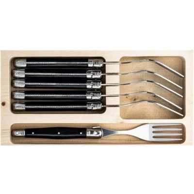Afbeelding van Laguiole Style de Vie Steakvorken Premium Line Zwart 6 Stuks