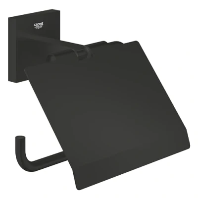 Afbeelding van Grohe start cube toiletrolhouder met deksel matte black 411022430
