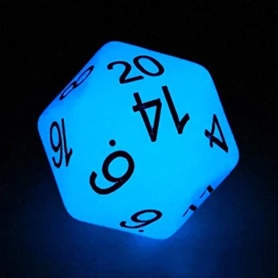 Afbeelding van Bescon Jumbo Glowing D20 38MM, Big Size 20 Sides Dice Blue Glow In Dark, Faces Cube 1.5 inch