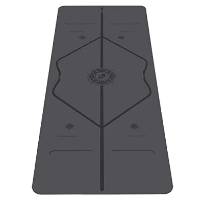 Afbeelding van Liforme Gratitude yogamat &#039;s werelds beste milieuvriendelijke, antislip met het gepatenteerde uitlijningssysteem biologisch afbreekbare en natuurlijke rubberen Special Edition grijs