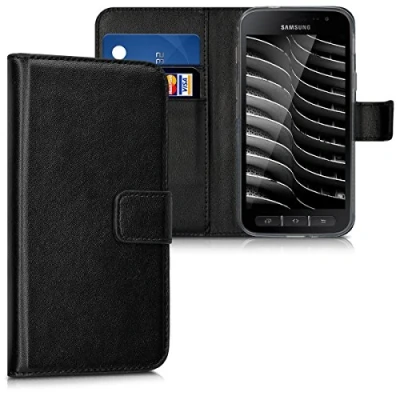 Afbeelding van kwmobile telefoonhoesje geschikt voor Samsung Galaxy Xcover 4 / 4S Hoesje met pasjeshouder in zwart Wallet case