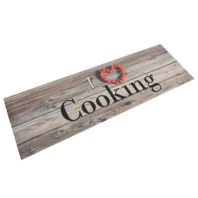 Afbeelding van Keukenmat wasbaar cooking print 60x180 cm fluweel grijs
