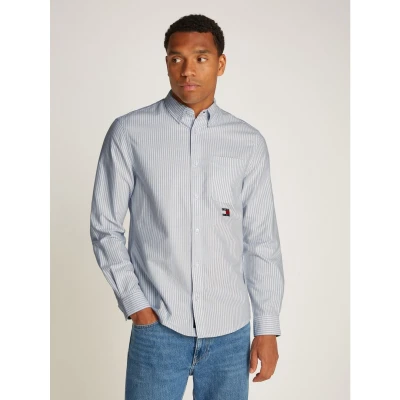 Afbeelding van Tommy Jeans Stripe Shirt Overhemd, Heren, Maat: Large, Colorado blue