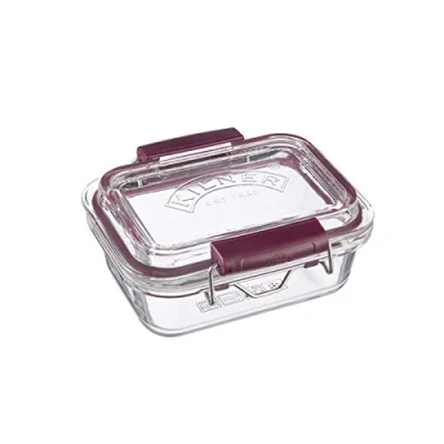 Afbeelding van Vershouddoos van borosilicaatglas met lekvrij clipsluitsysteem, BPA vrij, oven en magnetronbestendig, 350 ml, afmetingen: 14,5 x 12,5 7 cm