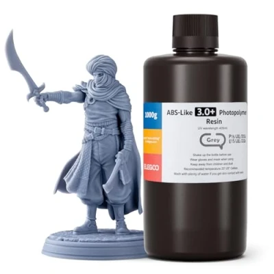 Afbeelding van ELEGOO ABS Like 3.0 Plus 3D printerhars, grijs, 1000 g, hoge hittebestendigheid, lagere viscositeit en krimp, 405 nm, lcd uv uitharding, voor MSLA/LCD/DLP printer