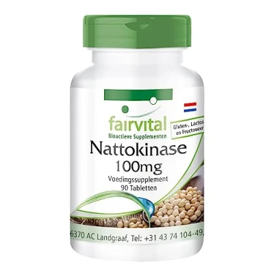 Afbeelding van Fairvital nattokinase 2000 FU 100mg per tablet HOOG GEDOSEERD VEGAN 90 tabletten