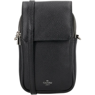 Afbeelding van Charm London Washington Telefoontasje Zwart 100% Leer