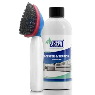Afbeelding van Diepreiniger voor bekleding en tapijt van SUPER CLEAN Bekledingreiniger, concentraat alle soorten bekleding, tapijten, autostoelen, bank of bank. Inhoud: 500 ml + shampoo borstel.