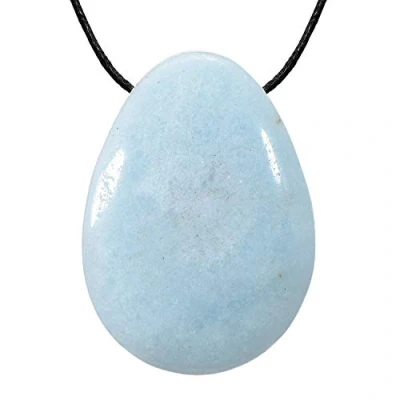 Afbeelding van Morella stoffen ketting 80 cm met edelsteen druppelhanger amazoniet in sieradenzakje