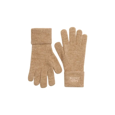 Afbeelding van Superdry Vrouwen Zachte Ribgebreide Handschoenen Bruin Grootte: 1SIZE