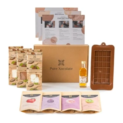 Afbeelding van Pure Xocolate DIY Set om Zelf Chocolade te Maken met Premium Cacaoboter en Cacaopoeder Lactosevrij Perfect Cadeau Idee Inclusief Siliconen Mal Recepten