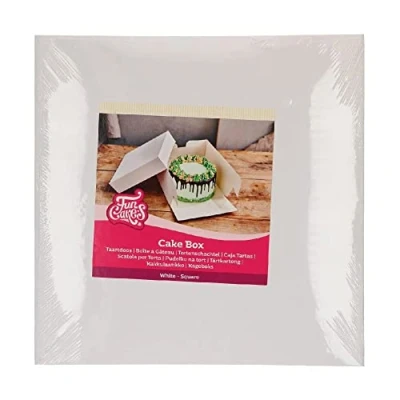 Afbeelding van FunCakes Taartdoos met Zwanenhals en Losse Deksel Vierkant Wit 28x28x15 cm 1 Stuk