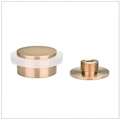 Afbeelding van EVI Herrajes, Zelfklevende Deurstop met Schroefdraadvoet, Mat Messing, Wit Rubber, Ref.I 203/35X19 B DUAL LMT