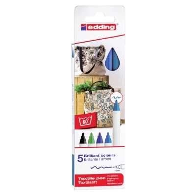 Afbeelding van Viltstift edding 4600 textiel rond 1mm koel assorti blister à 5 stuks