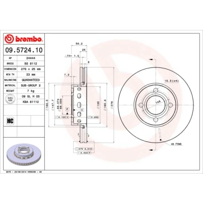 Afbeelding van Brembo Remschijf 09.5724.10