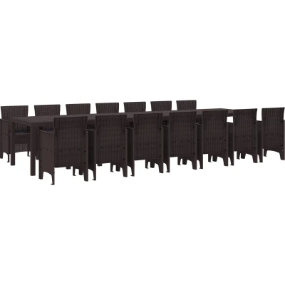Afbeelding van vidaXL 15 delige tuinset Bruin Poly Rattan