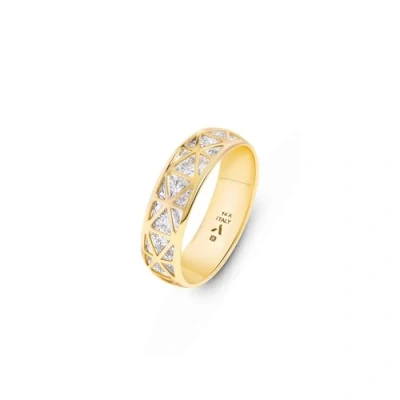 Afbeelding van Amberta 14K Gouden Opvallende Ring voor Vrouwen Witgouden Trouwring: Goud Maat 52.5