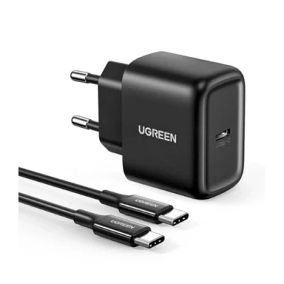 Afbeelding van Ugreen USB Type C 25W Power Delivery oplader + kabel 2m zwart (50581)
