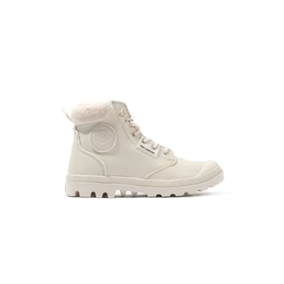 Afbeelding van Palladium Pampa WARM Veterboots, Dames, Maat: 41.5, Almond milk Leer en textiel