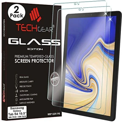 Afbeelding van TECHGEAR [2 stuks] Screen Protector past Samsung Galaxy Tab S4 10,5 inch (SM T830 / SM T835) GLASS Edition Echt Gehard Glas Guard Cover Compatibel met 10.5