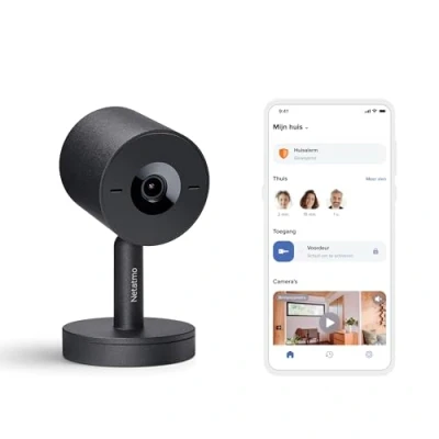 Afbeelding van Netatmo Slimme Indoor Camera Advance AI geoptimaliseerde Gezichtsherkenning, 2 Weg Audio, 130 Groothoekweergave, 2K HDR, 30 fps, Zoom x16, 2x SD Zwart
