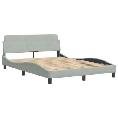 Afbeelding van Bedframe met hoofdeinde fluweel lichtgrijs 120x200 cm