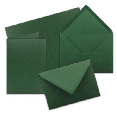 Afbeelding van FarbenFroh Vouwkaartenset, 200 stuks, met enveloppen, DIN A6/C6, mosgroen (groen), 14,8 x 10,5 cm, set dubbele kaarten
