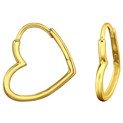 Afbeelding van JoyS Zilveren hartje oorbellen oorringen 16 mm sterling zilver 925 14k goudplating / goldplated