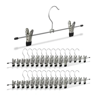 Afbeelding van Relaxdays Broekhangers met klemmen set van 25 Kledinghangers metaal Kleerhangers clips
