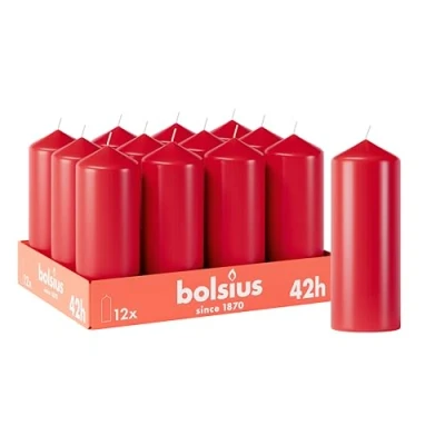 Afbeelding van Bolsius Gladde Stompkaarsen 12 stuks Rood 15 cm