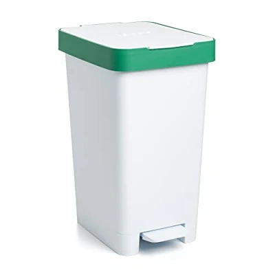 Afbeelding van TATAY Smart Pedaalemmer, inhoud 25 l, intrekbaar pedaal, polypropyleen, BPA vrij, vuilniszakken, 30 groen, recycling, afmetingen 26 x 36 47 cm