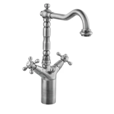 Afbeelding van PB klassieke verhoogde wastafelkraan sterknoppen uitloop 18 cm RVS 1208855002