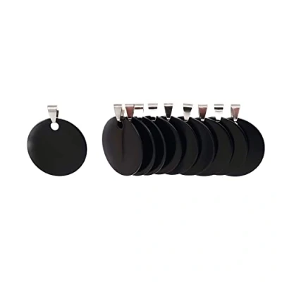 Afbeelding van Ronde aluminium lege hondenlabels, doe het zelf gegraveerde kat hond ID tags, gepersonaliseerde huisdierenidentiteitsnaamlabels, blanco hondenpenning snijwerk, diameter 3 cm zwart 30
