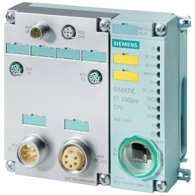 Afbeelding van Siemens simatic dp basismodule cpu im154 8f pn voor et200 pro 512kb werkgeheugen profinet interface profibus ip65 67 6es7154 8fb01 0ab0