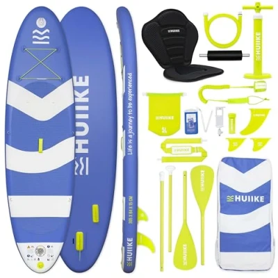 Afbeelding van HUIIKE Stand Up Paddle Board met Accessoires, Peddel, Vinnen, Pomp. Opblaasbaar Supboard Uitstekende Stabiliteit en Weerstand. 305 x 84 15 cm, Maximaal Draagvermogen 130 kg
