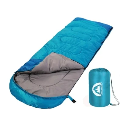 Afbeelding van SWTMERRY, Slaapzak 3 4 seizoenen (zomer, lente, herfst, winter), warm en koel weer, lichtgewicht, waterdicht binnen buiten gebruik, voor kinderen, tieners volwassenen, wandelen, backpacken survival (hemelsblauw)