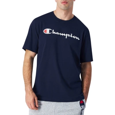 Afbeelding van Champion Icons Crewneck WITH Large LOGO Tshirt print, Heren, Maat: Small, Dunkelblau