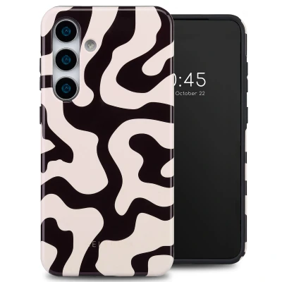 Afbeelding van Samsung Galaxy S25 Plus Hoesje Kunststof Selencia Hardcase/Backcover Art Wave Black Telefoonhoesje