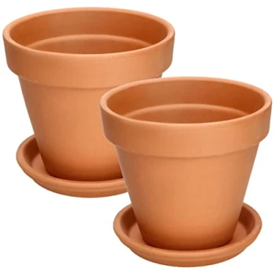 Afbeelding van KOTARBAU® Set van 2 bloempotten, terracotta, diameter 17 cm, voor binnen en tuinen