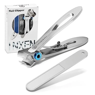 Afbeelding van INXEN nagelknipper voor dikke nagels, met extra brede kaakopening harde teennagels, vingernagelknipper roestvrij staal en groot, manicureset nagelvijl dames heren