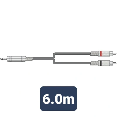 Afbeelding van Chord 2R 3.5mm Professionele jack RCA kabel 6.0m