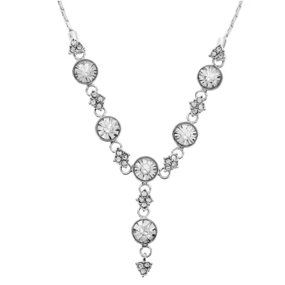 Afbeelding van Behave Ketting zilver kleur met stenen hangers