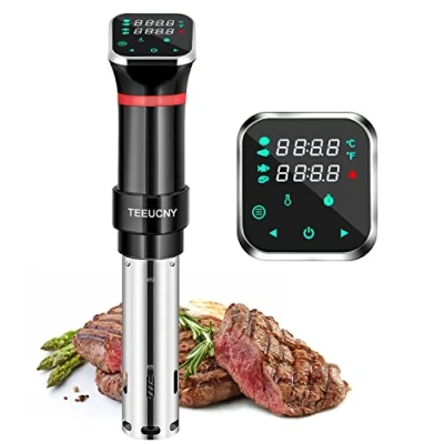Afbeelding van TEEUCNY sous vide, 1100 W, vide stick, precisie kookpan, onderdompeling, nauwkeurige temperatuurinstelling, digitale timer, ultra stil, lcd touchscreen, roestvrij staal, koker