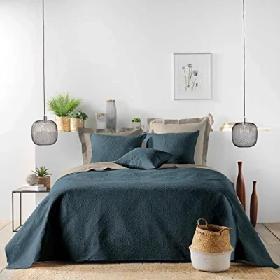 Afbeelding van Douceur d&#039;Intérieur Sprei gewatteerd (220 x 240 cm), Romeins, blauw, microvezel, effen