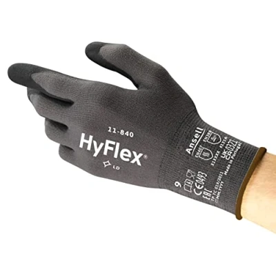 Afbeelding van Ansell Hyflex 11 840 Professionele Werkhandschoenen, Mechanische Robuuste Handschoen, Veelzijdige Bescherming, Assemblage, Mechanica, Industrieel, Heren, Dames, Herbruikbaar, Zwart, Maat Xs (1 Paar)
