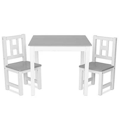 Afbeelding van ib style® Luca Kinderzitgroep Kindertafel 2 Stoelen Speeltafel Wit Grijs